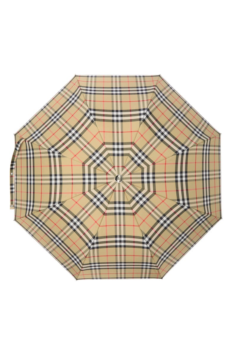 Burberry Check Folding Umbrella, Alternate, color,