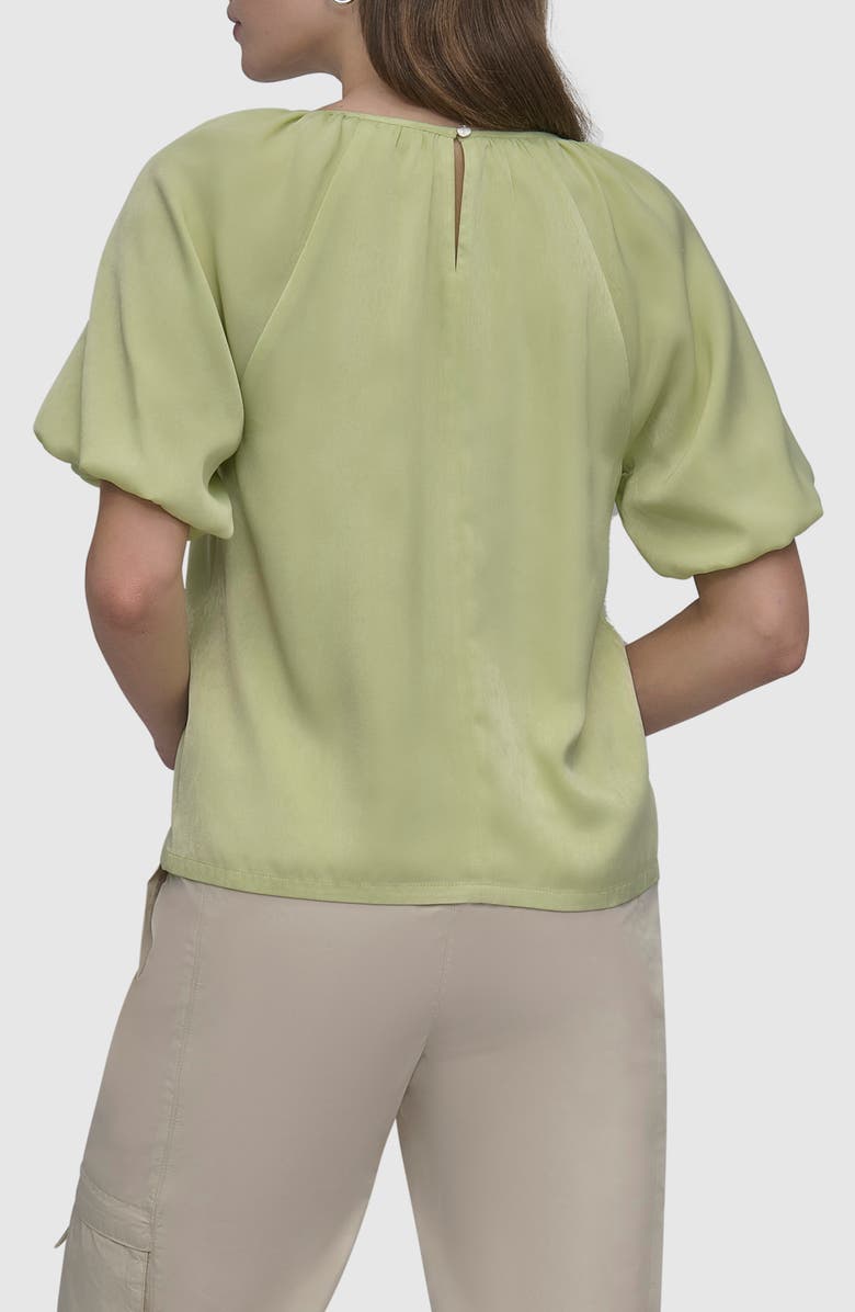 DKNY Logo Puff Sleeve Top, Alternate, color, Tea Green