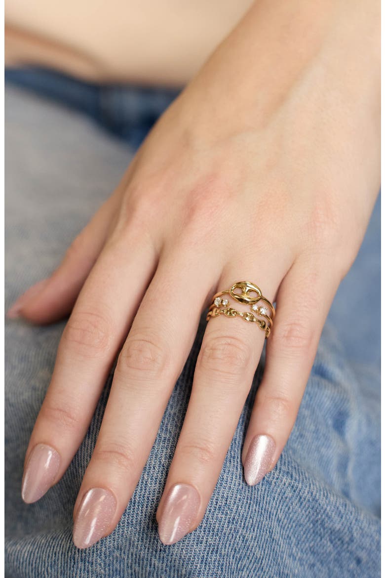 14K Gold Single Puffed Mariner Link Ring, Alternate, color, 14K YELLOW GOLD