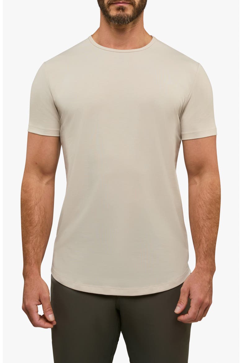 AO Curve Hem Cotton Blend T-Shirt, Main, color, CLAY