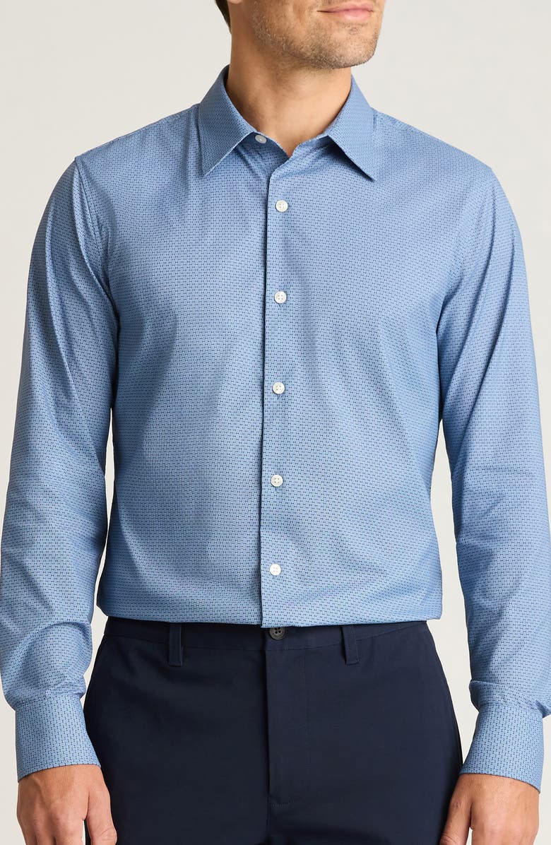 Bonobos Tech Slim Fit Geo Print Performance Button-Up Shirt, Main, color, Greville Texture