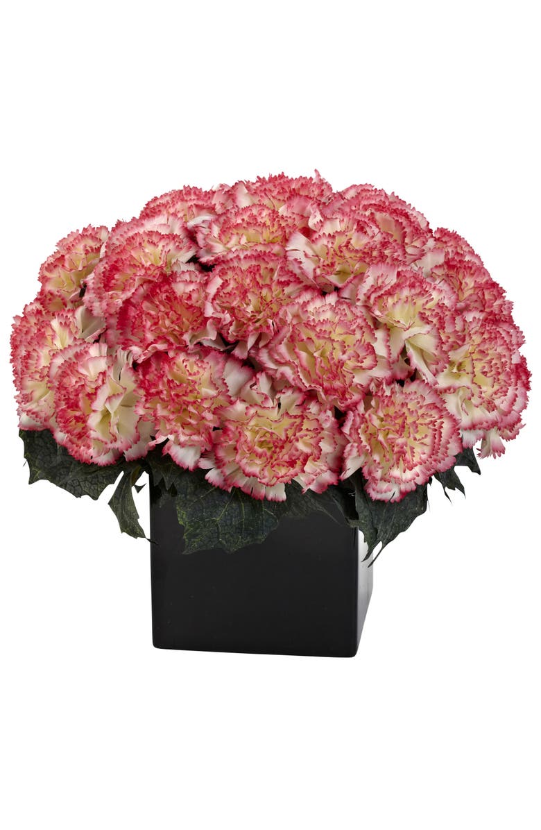 NEARLY NATURAL Carnation Arrangement w/Vase Cream Pink, Main, color, Cream/Pink