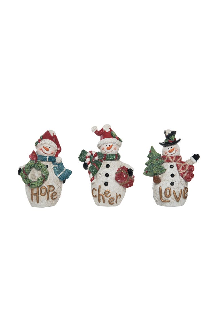 Resin Snowman Text Figurine Set of 3 Christmas Decor, Main, color, Multi