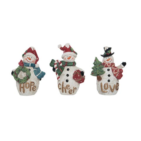 Resin Snowman Text Figurine Set of 3 Christmas Decor