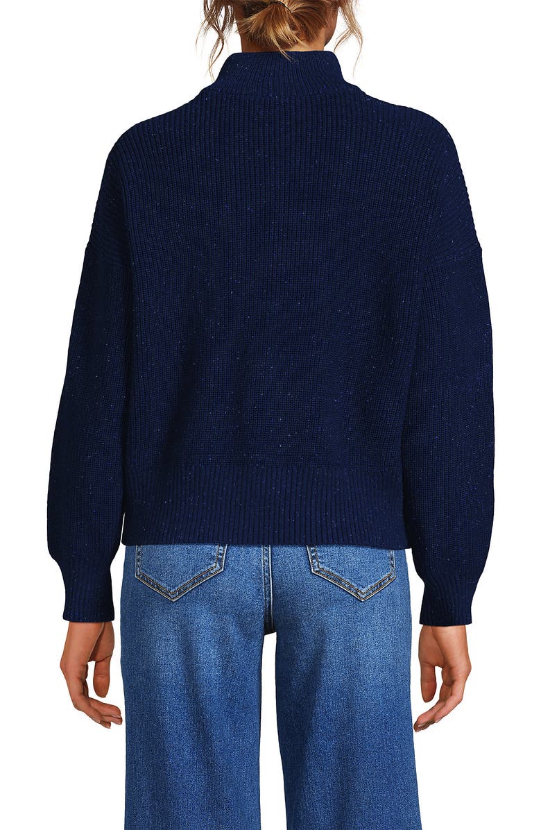 Lands' End Drifter Shaker Wedge Quarter Zip Sweater, Alternate, color, Light True Blue Heather