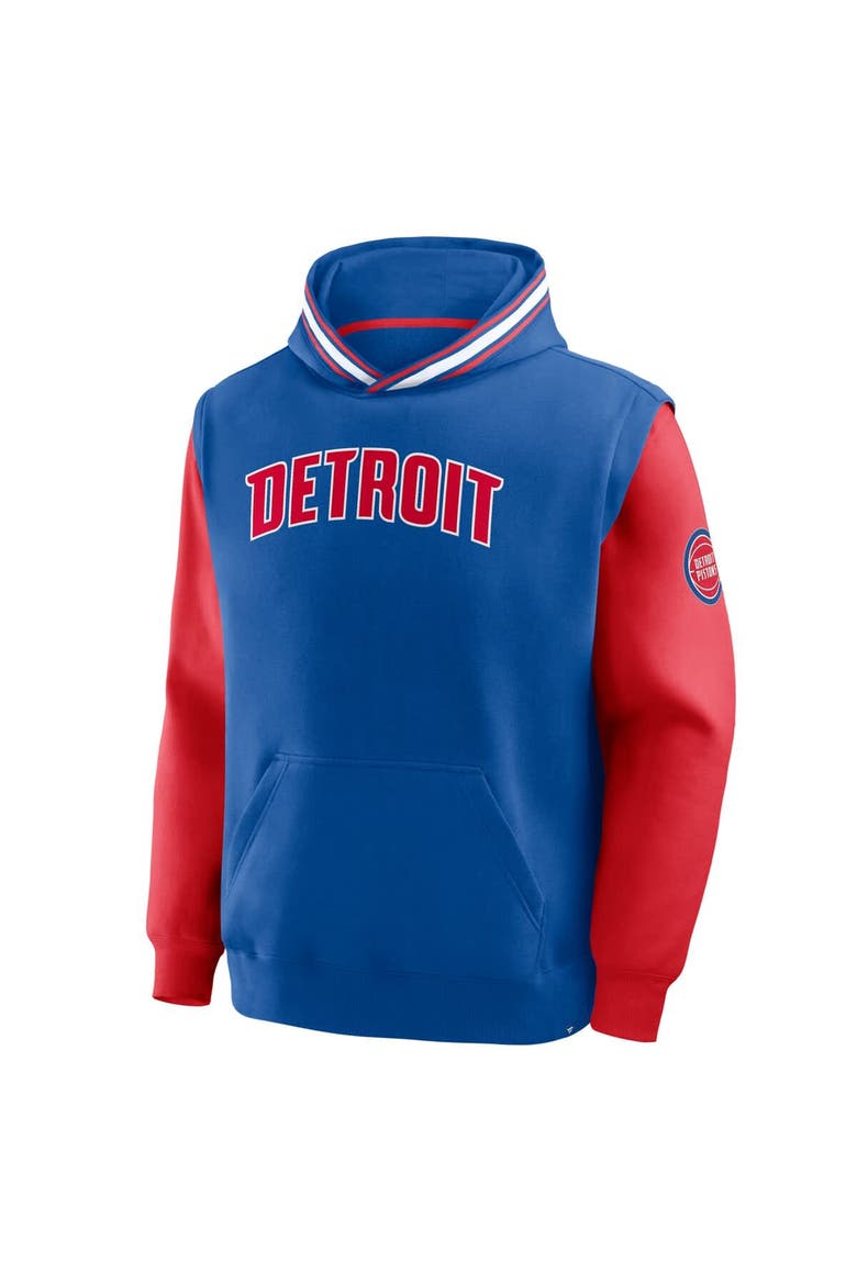 Men's Fanatics  Blue/Red Detroit Pistons Half Court Shot Clock Fastbreak Hoodie, Alternate, color, Blue