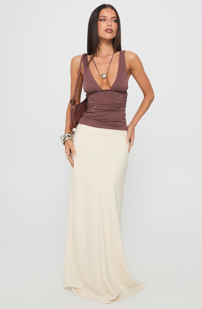 Princess Polly Sublime Ruched Tank, Alternate, color, Brown