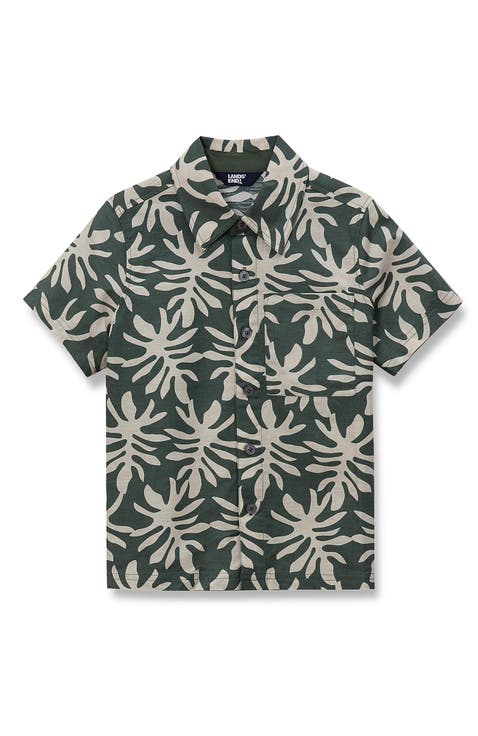 Boys Short Sleeve Linen Slub Button Down Shirt