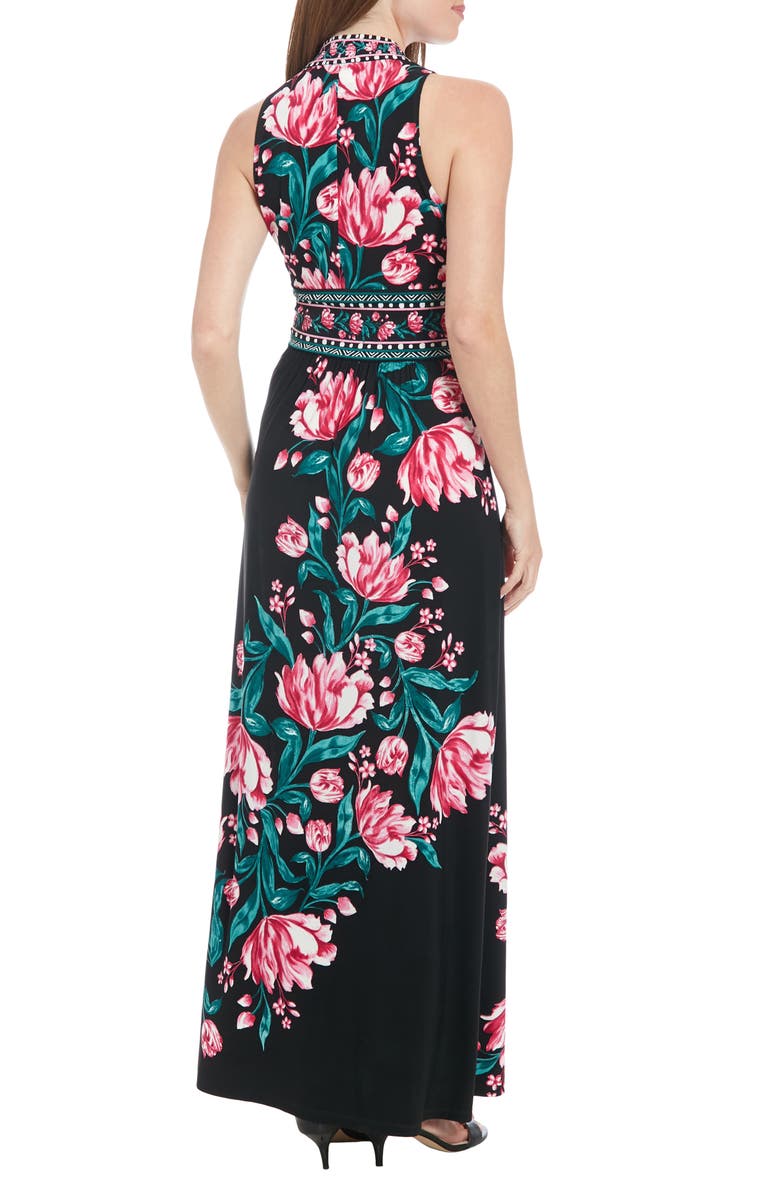 London Times Floral Sleeveless Jersey Maxi Dress, Alternate, color,