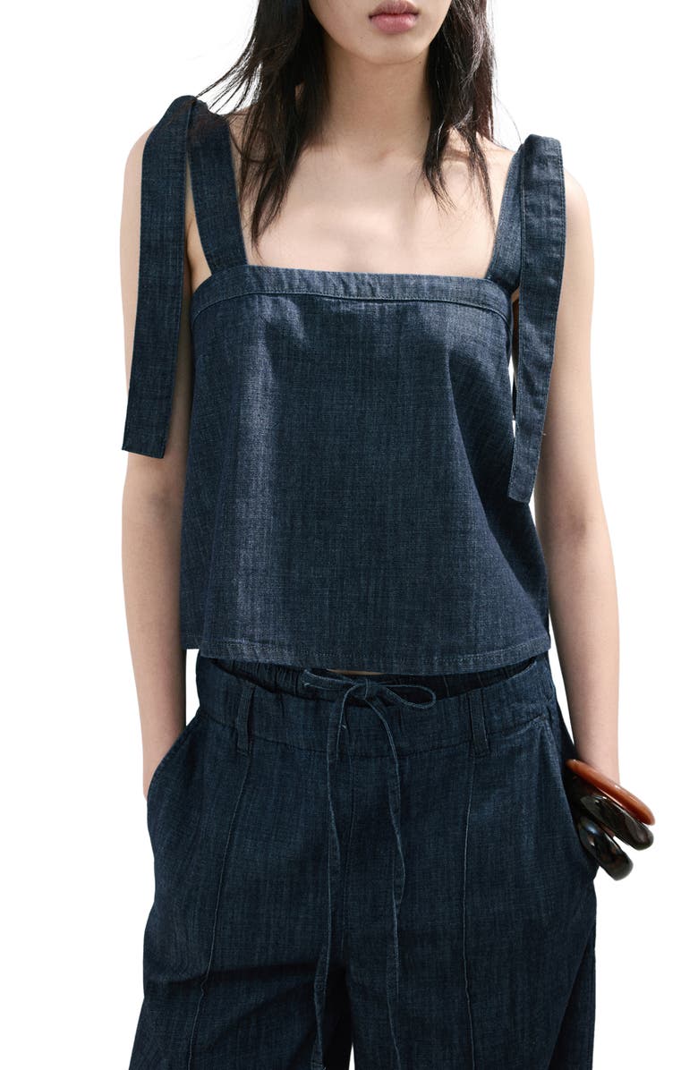 MANGO Calonge Denim Top, Main, color, Open Blue