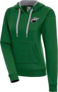 ANTIGUA Women's Antigua  Green Minnesota Wild Metallic Logo Victory Pullover Hoodie