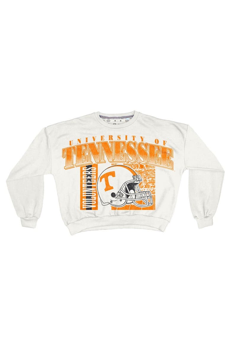 Women's Pressbox White Tennessee Volunteers Oversized Janice Retro Waist-Length Sweatshirt, Alternate, color, White