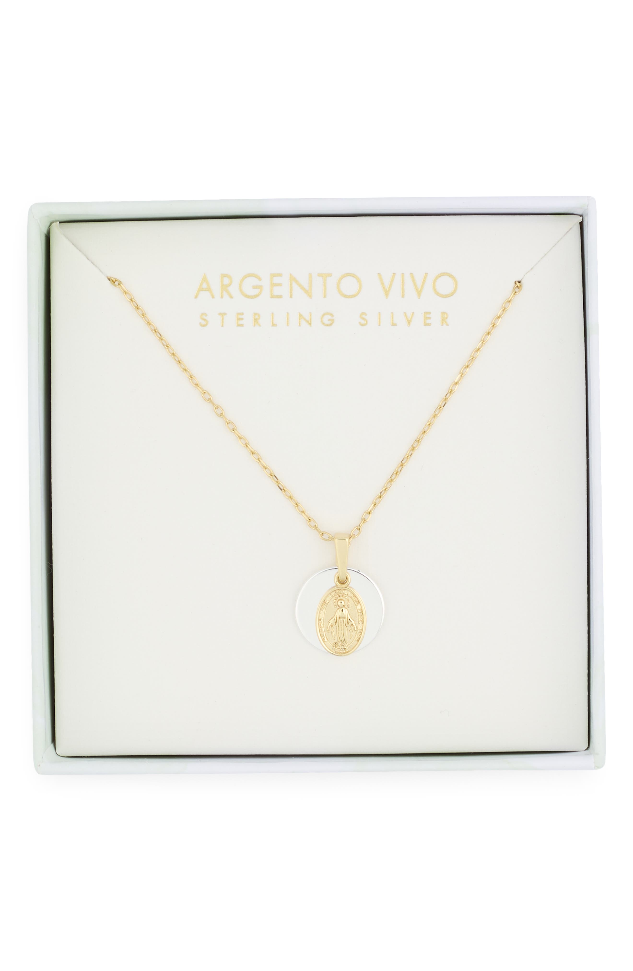 Argento Vivo Sterling Silver Two Tone Religious Pendant Necklace