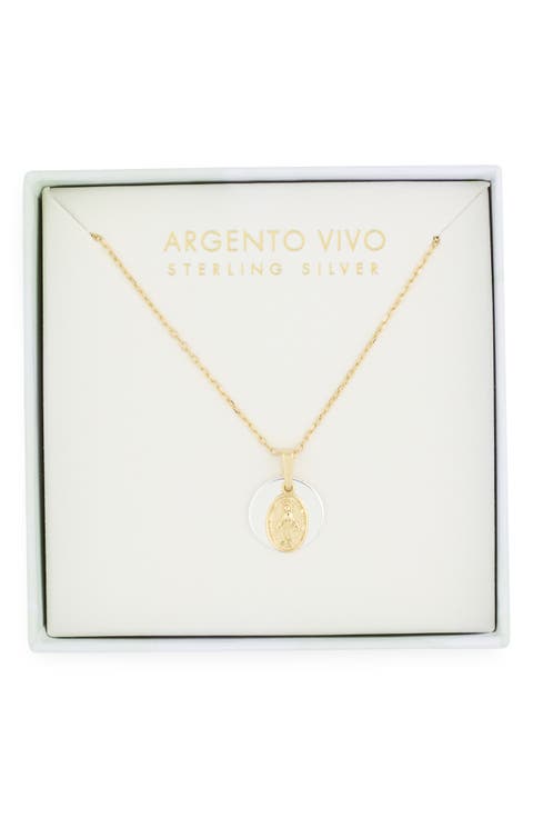 Two Tone Religious Pendant Necklace