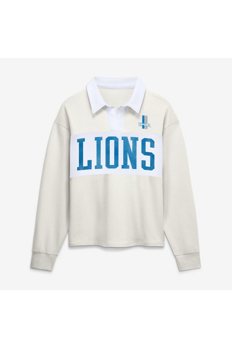 Women's Fanatics Cream Detroit Lions Heritage Play Action Rugby Long Sleeve Polo, Main, color, Cream