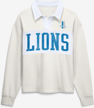 FANATICS Women's Fanatics Cream Detroit Lions Heritage Play Action Rugby Long Sleeve Polo