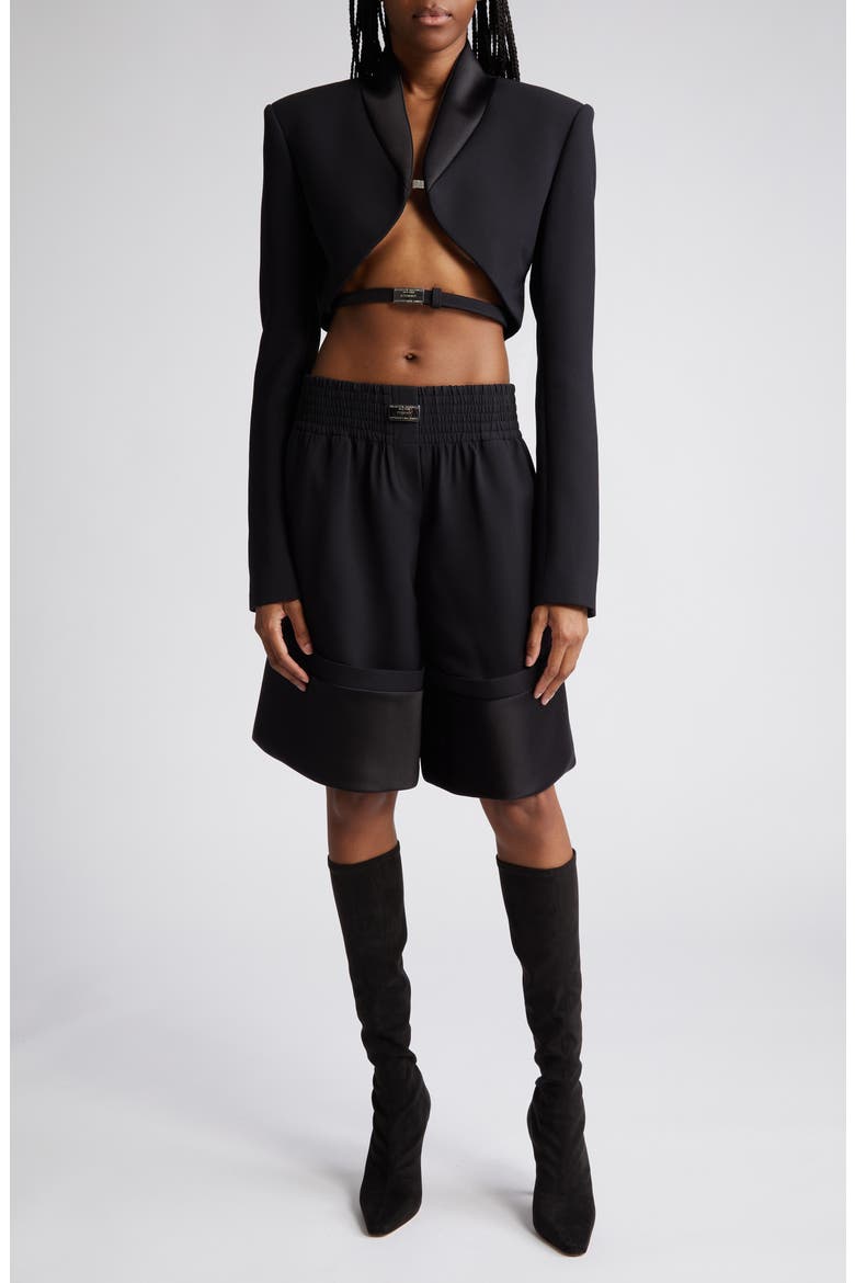 The Mya Wool Blend Crop Tuxedo Jacket, Alternate, color, BLACK
