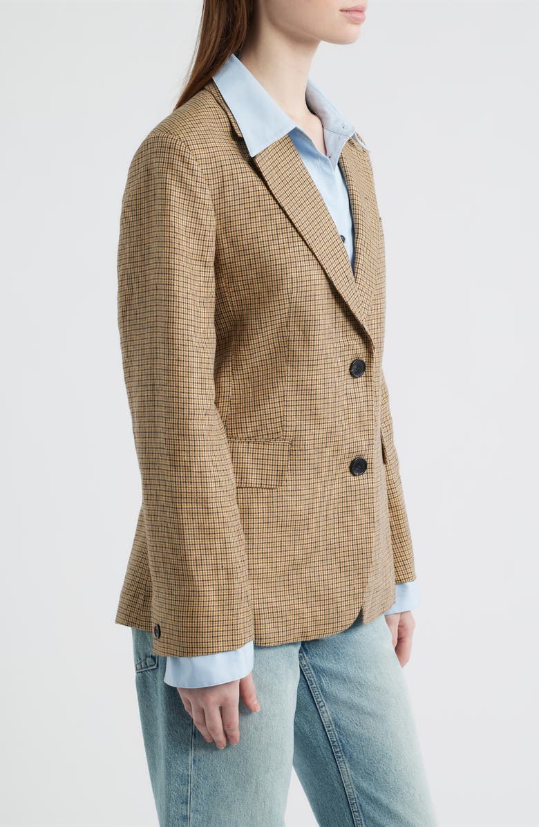 rag & bone Frank Plaid Linen Blazer with Poplin Bib, Alternate, color, Tan Plaid