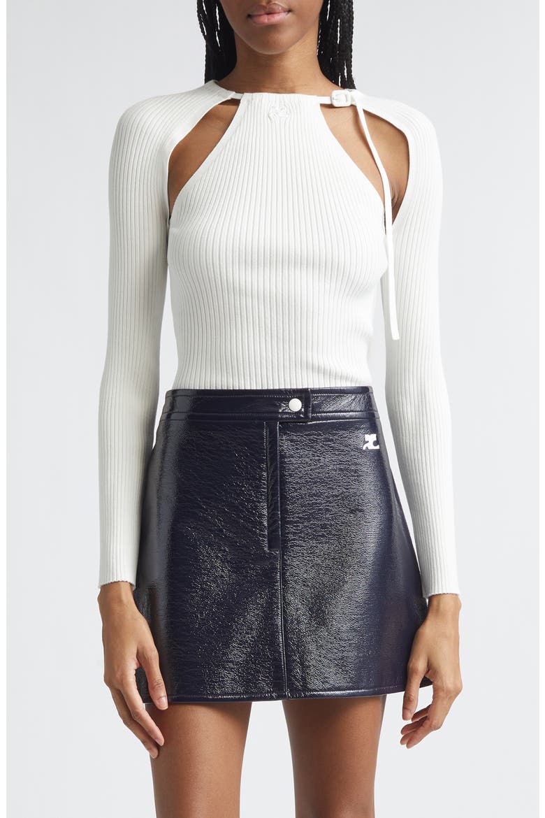 Cutout Ribbed Sweater, Main, color, HERITAGE WHITE