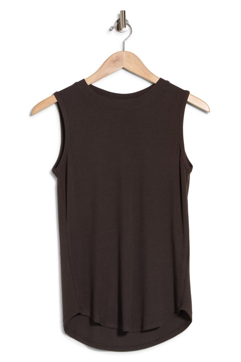 Crewneck Ribbed Tank, Alternate, color, CHOCOLATE
