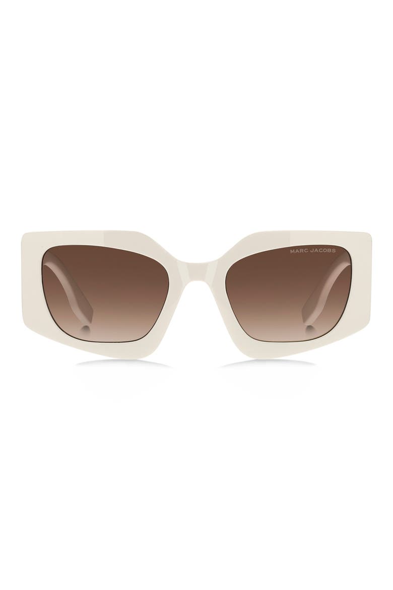 53mm Gradient Rectangular Sunglasses, Main, color, IVORY/ BROWN SF