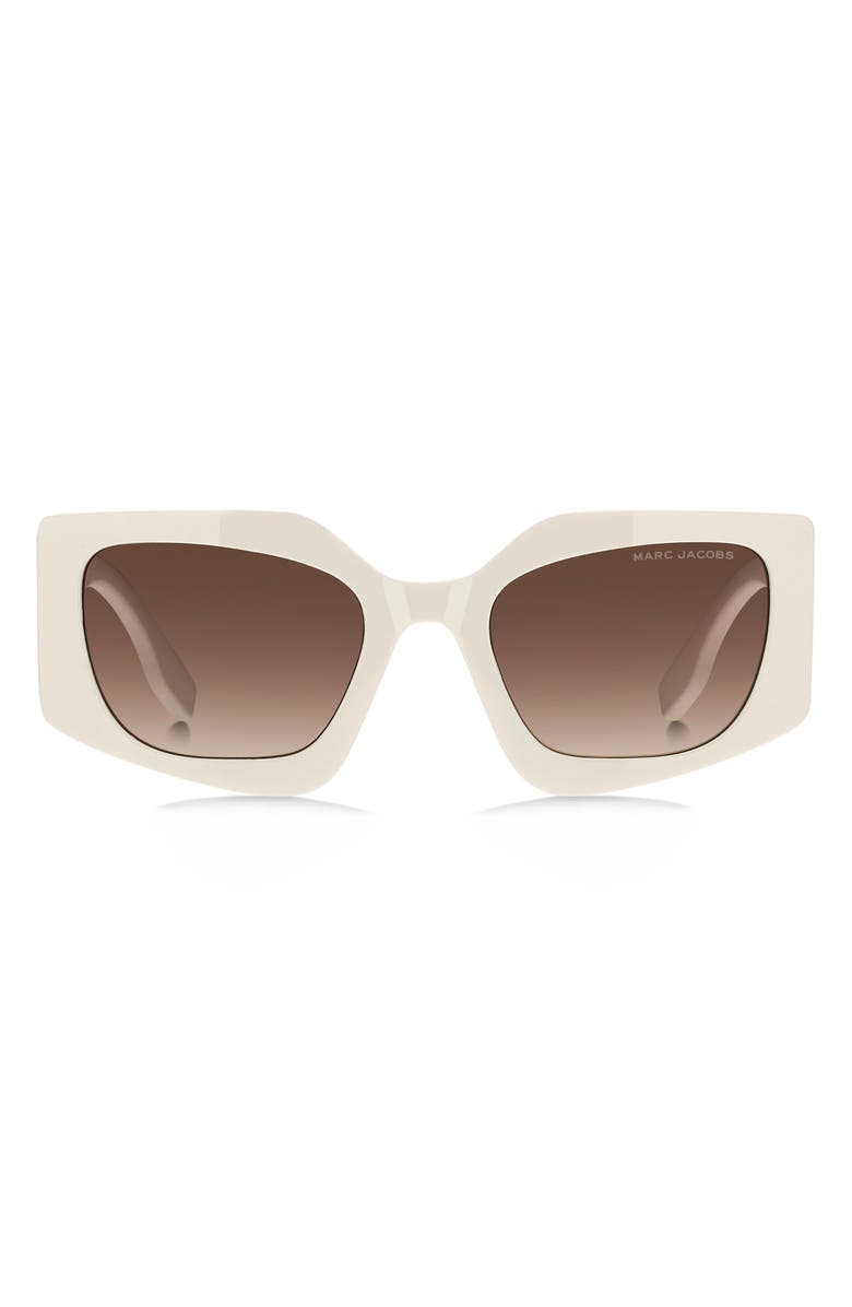 Marc Jacobs 53mm Gradient Rectangular Sunglasses, Main, color, Ivory/ Brown Sf