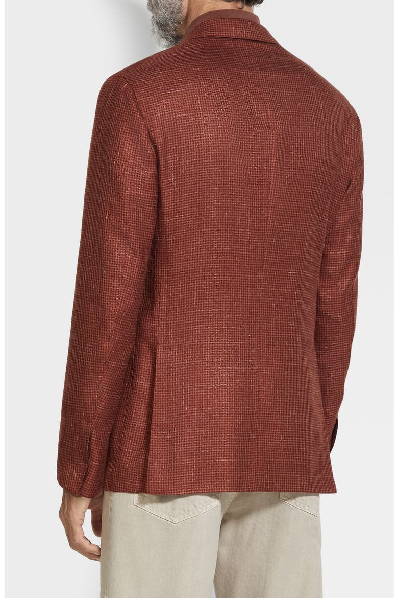 Houndstooth Cashmere, Silk & Linen Cardigan Jacket, Alternate, color, BROWN