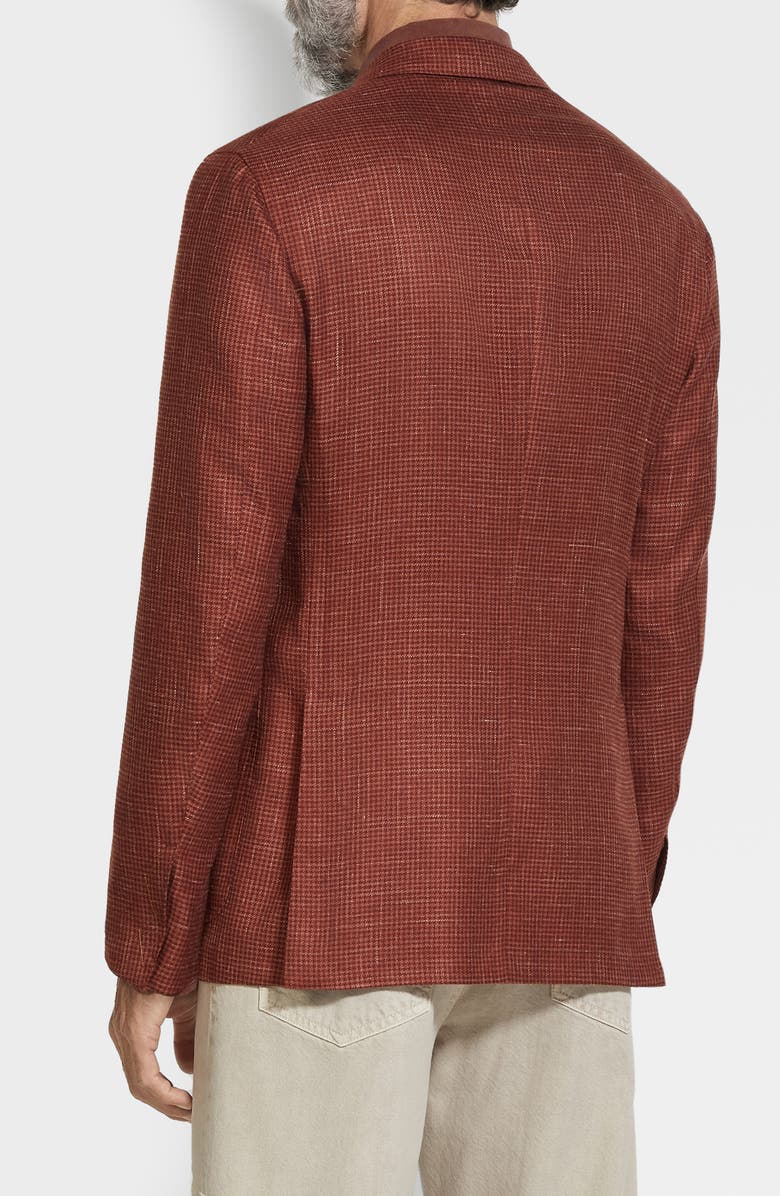 ZEGNA Houndstoot Cashmere, Silk & Linen Cardigan Jacket, Alternate, color, Brown