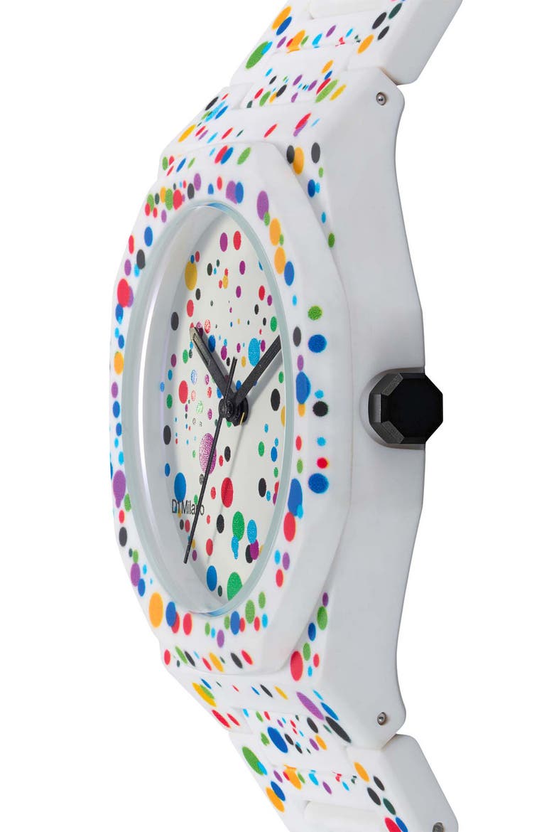 Dot 02 Polycarbon Bracelet Watch, 37mm, Alternate, color, WHITE
