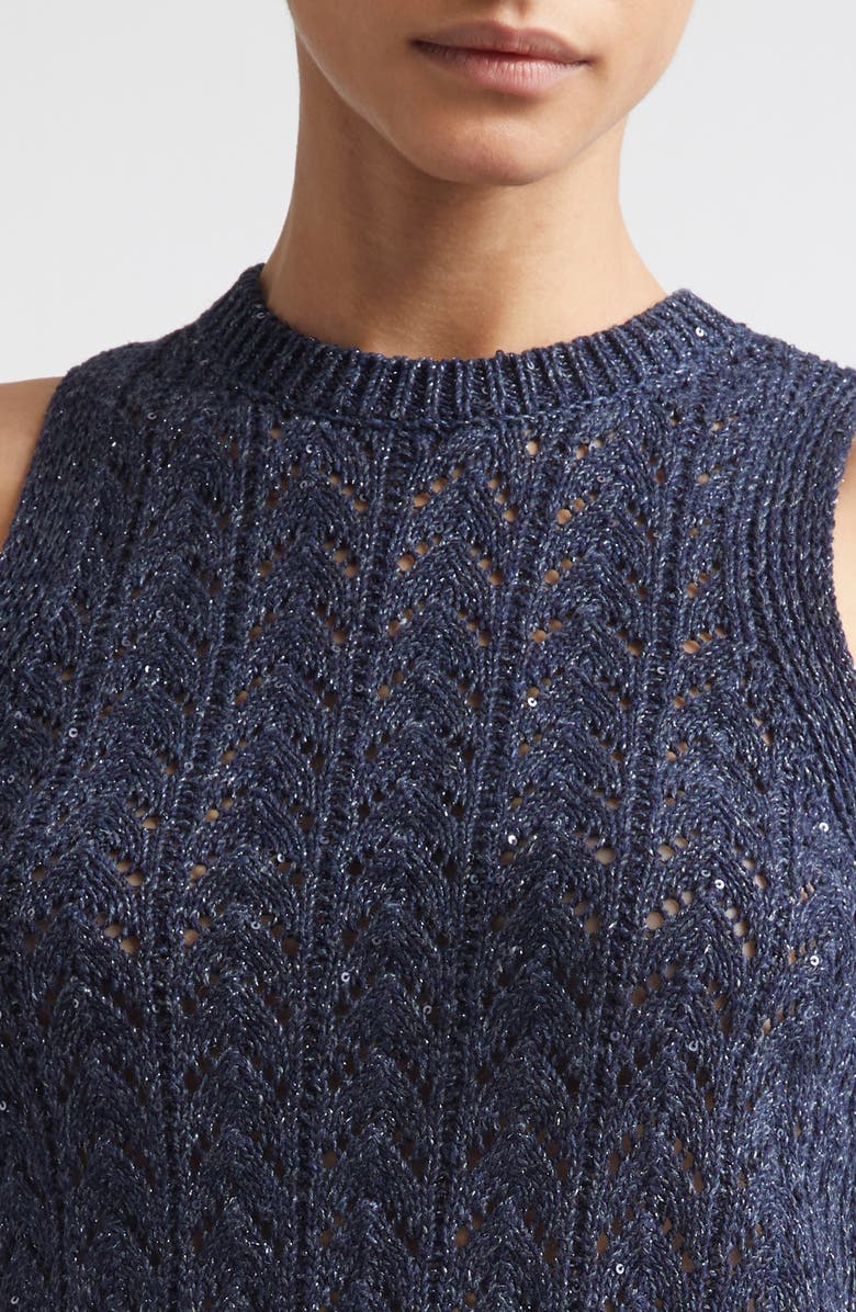 Eleventy Sequin Crewneck Sweater Vest, Alternate, color, 11N New Blue