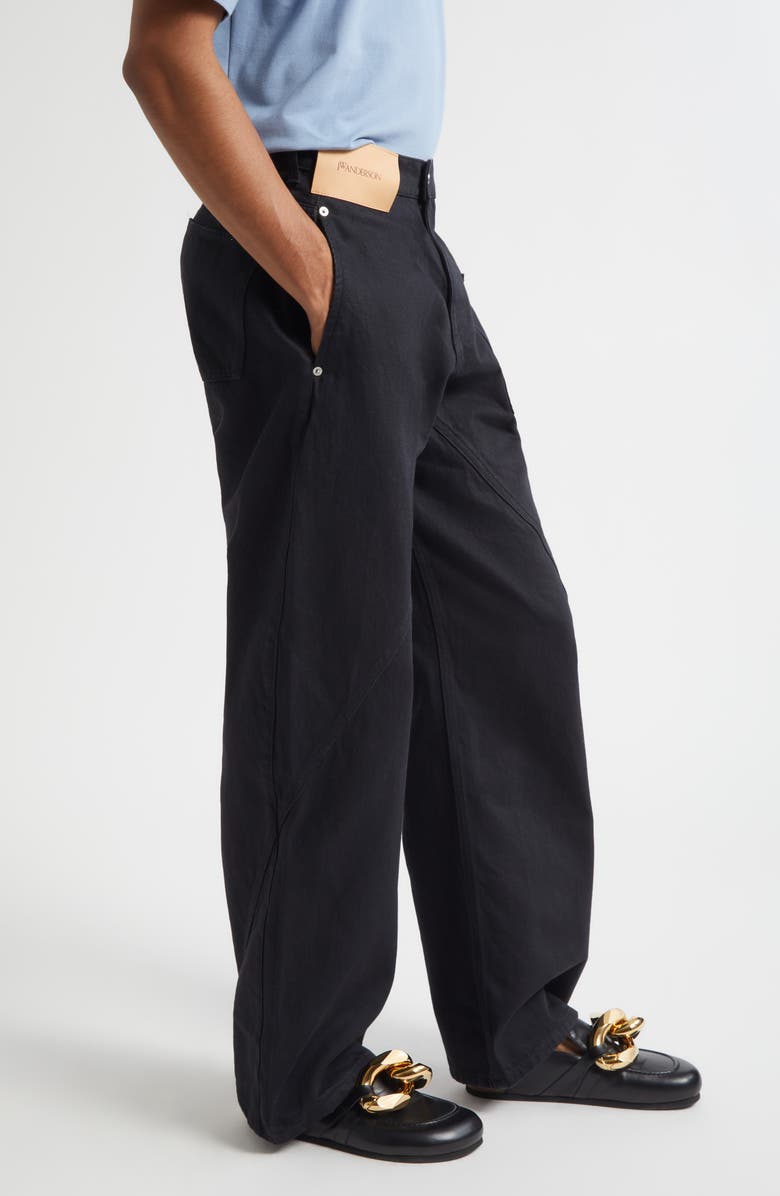 JW Anderson Twisted Workwear Denim Jeans, Alternate, color, Black