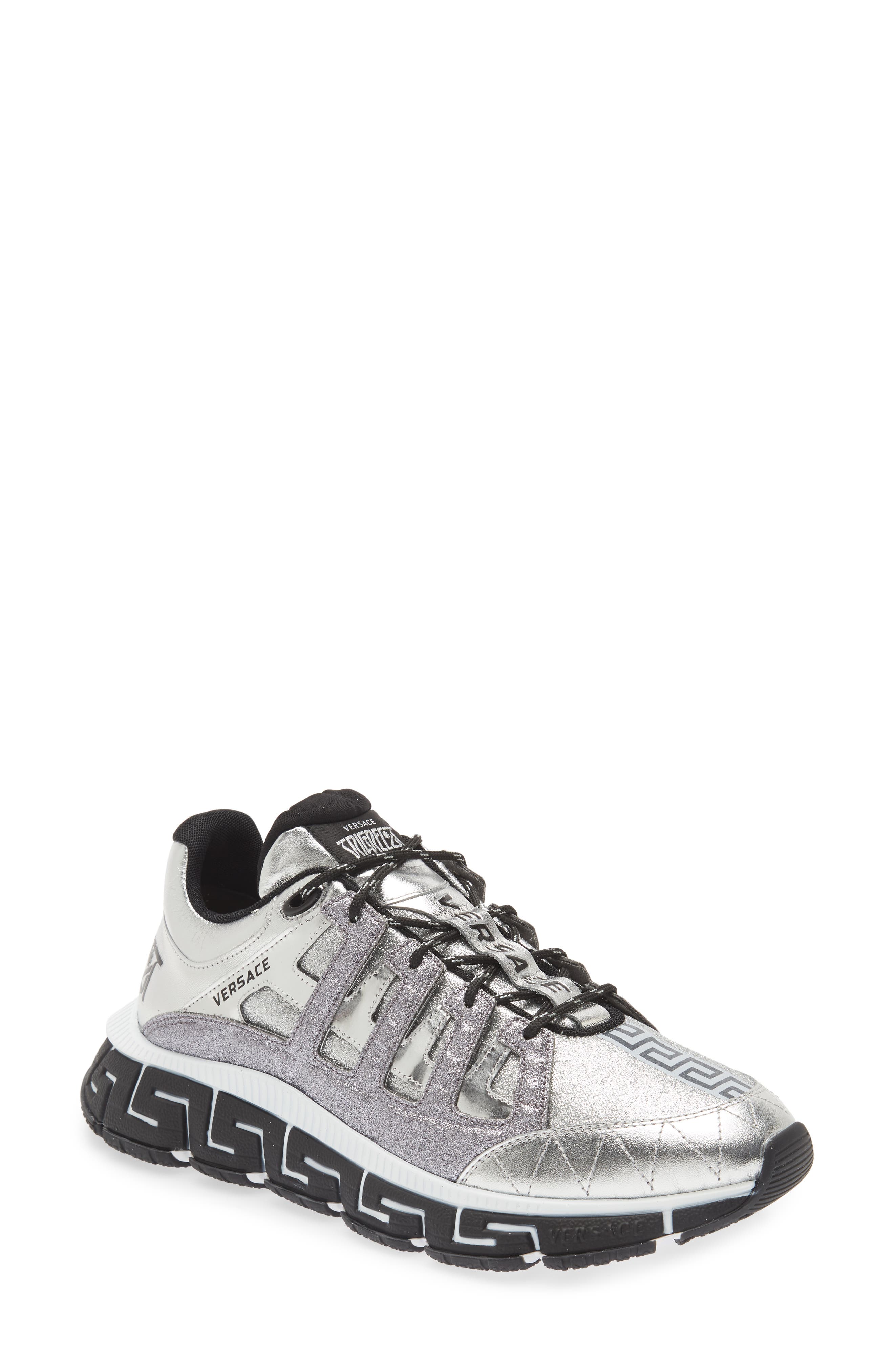 Versace Trigrecca Glitter Sneaker, Main, color, 