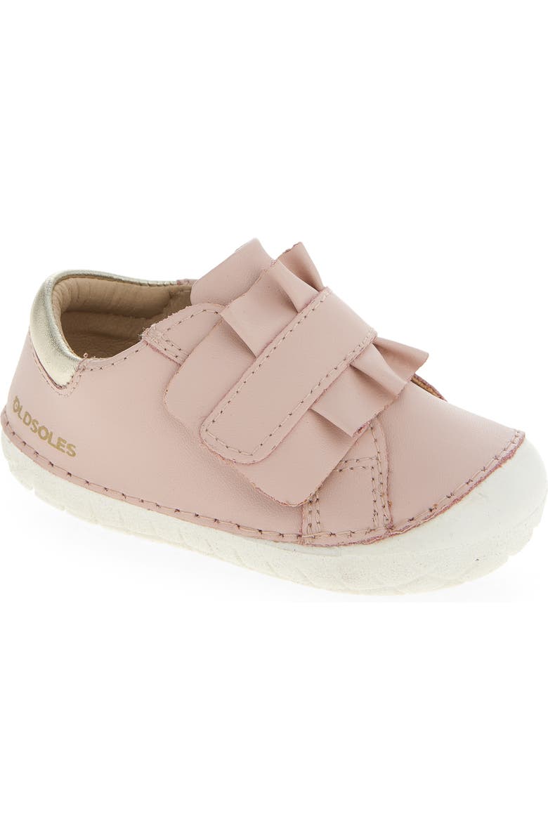 OLD SOLES Kids' Ruffle Strap Leather Sneaker, Main, color, Dalia / Gold