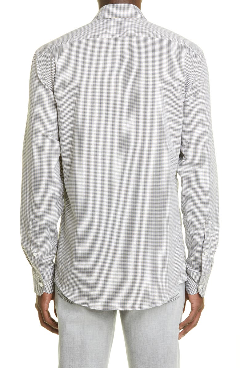 ZEGNA Premium Cotton Microcheck Regular Fit Button-Up Shirt, Alternate, color, 
