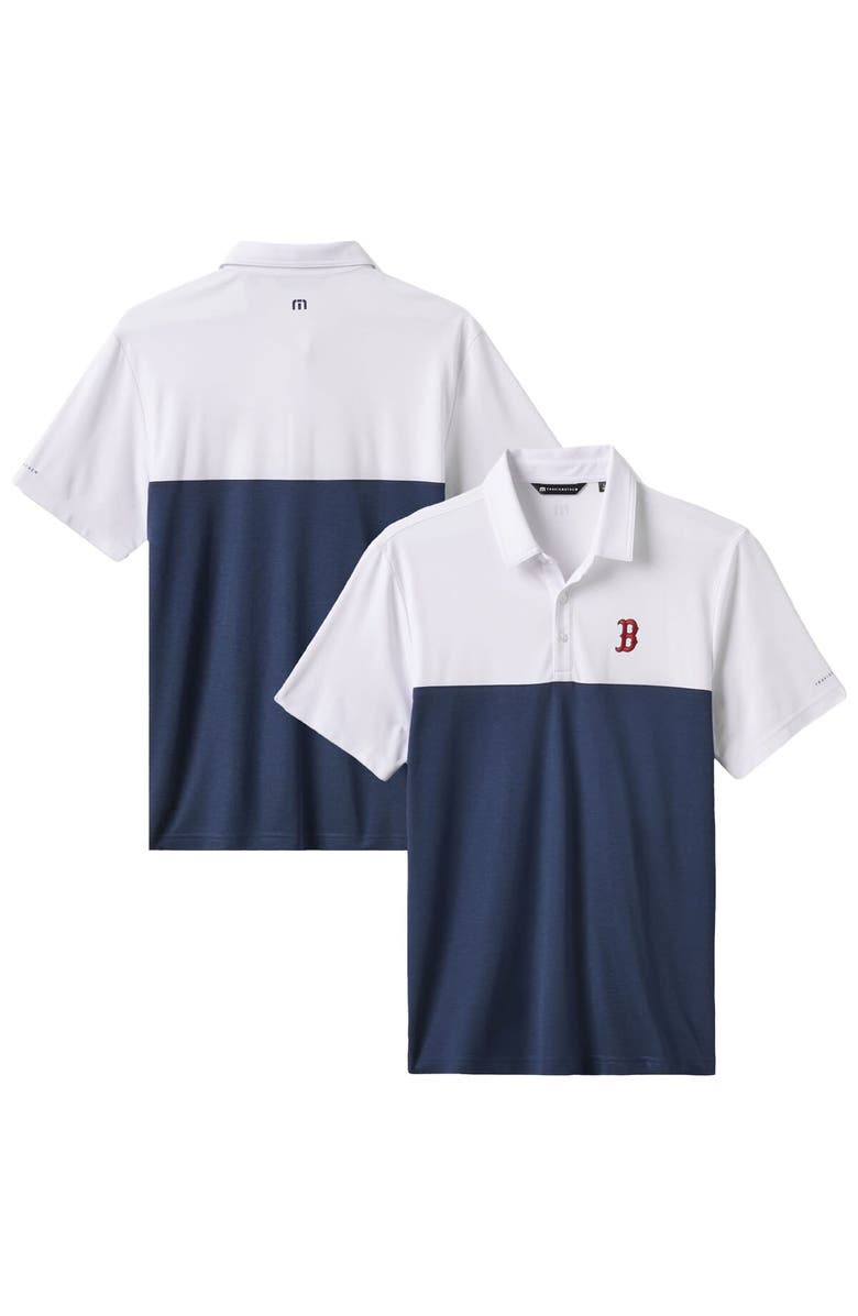TravisMathew Men's TravisMathew White/Navy Boston Red Sox Home Run Leader Polo, Alternate, color, White