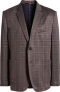 Johnston & Murphy XC Flex® Brown Windowpane Check Knit Sport Coat