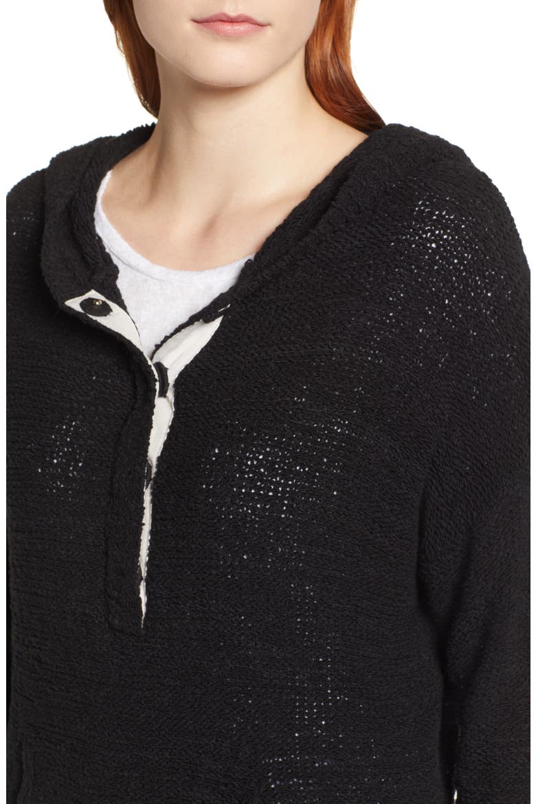 Beachy Hooded Knit Sweater, Alternate, color, BLACK