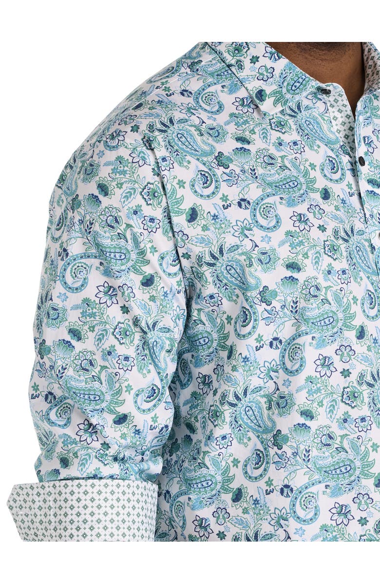 Synrgy by DXL Big 
Tall Large Paisley Sport Shirt, Alternate, color, White Multi
