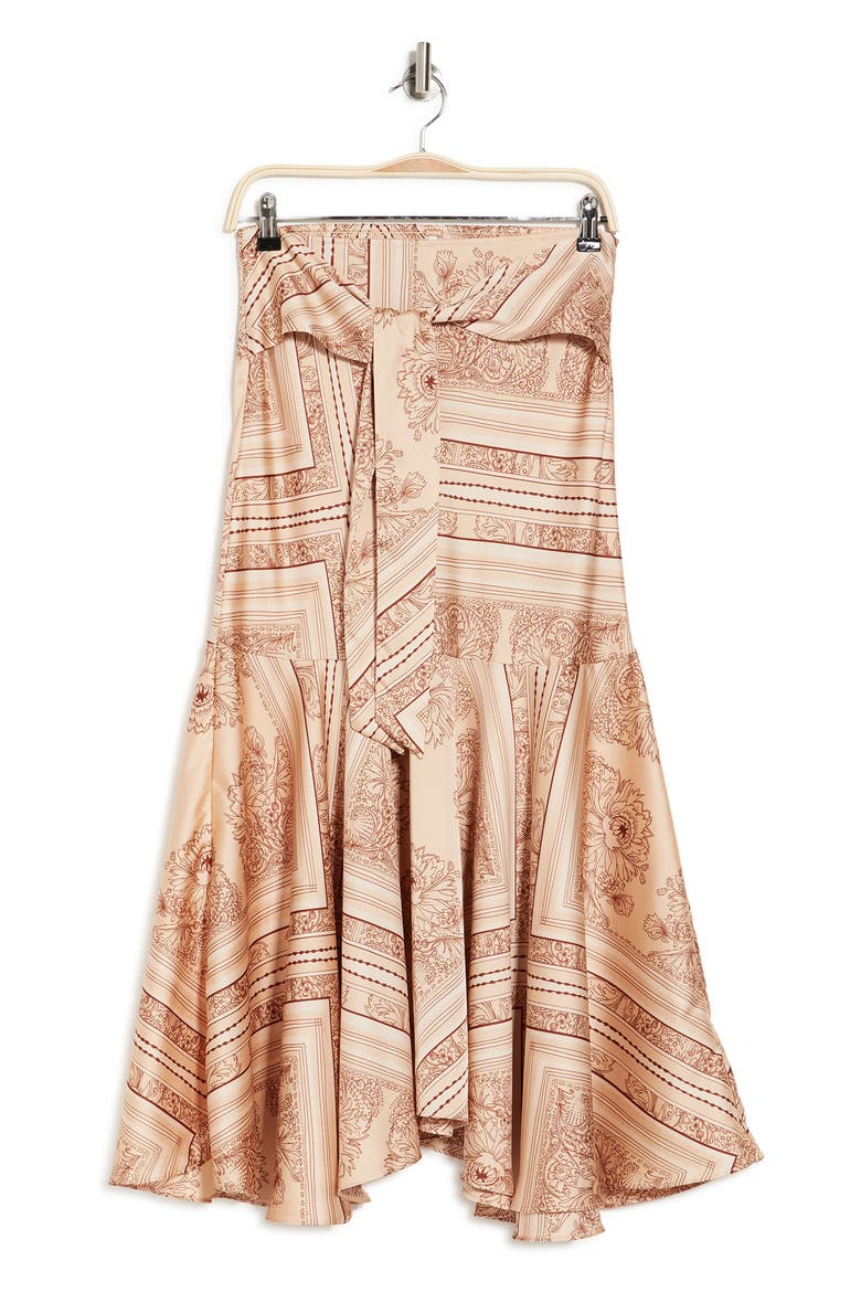 Hampton Tie Front Midi Skirt, Alternate, color, LATTE COMBO