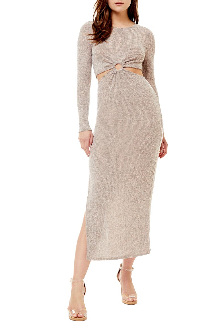 Alden Cutout Long Sleeve Knit Dress, Main, color, CHOCOLATE HEATHER