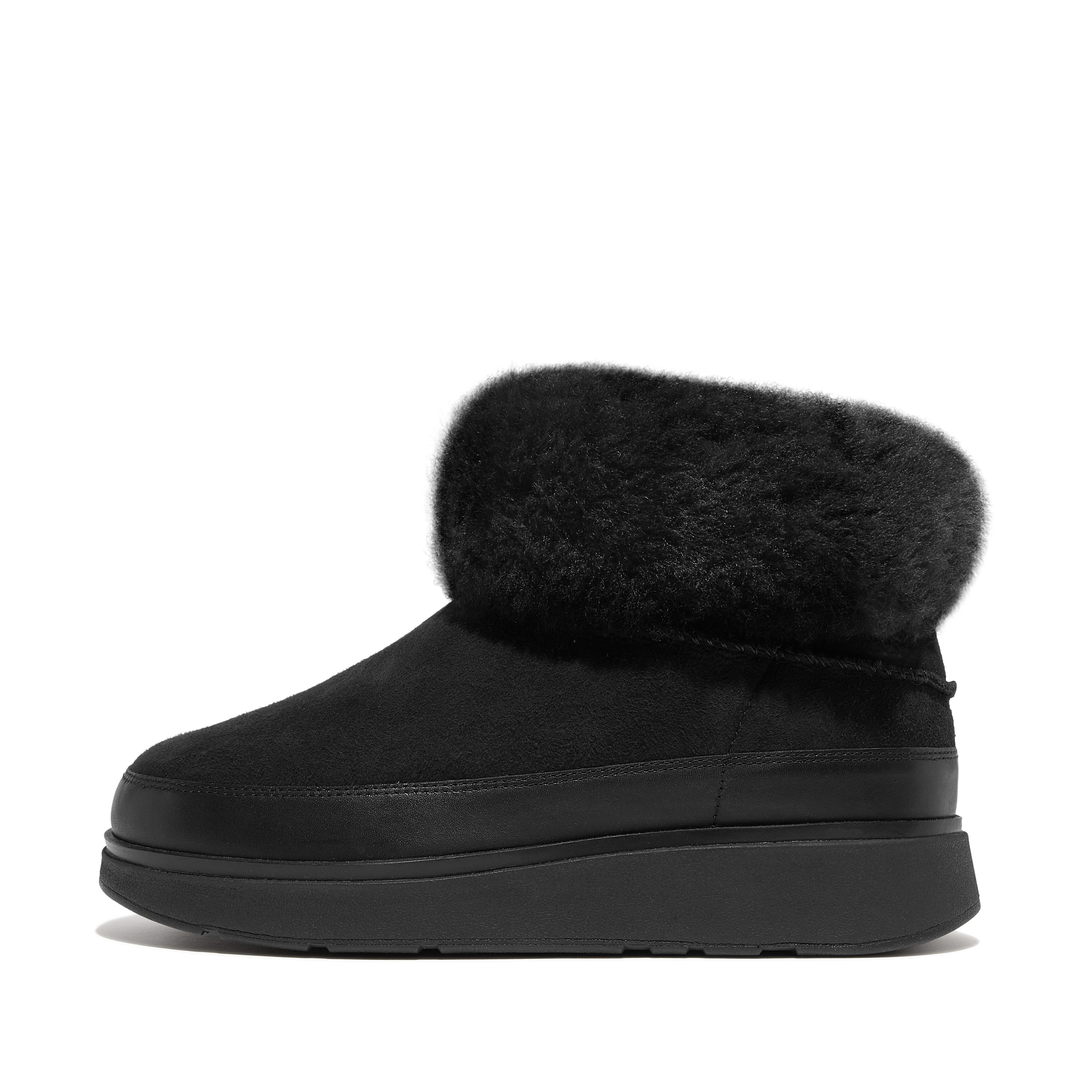 FitFlop Gen-FF mini double-faced shearling boots, Alternate, color, All Black