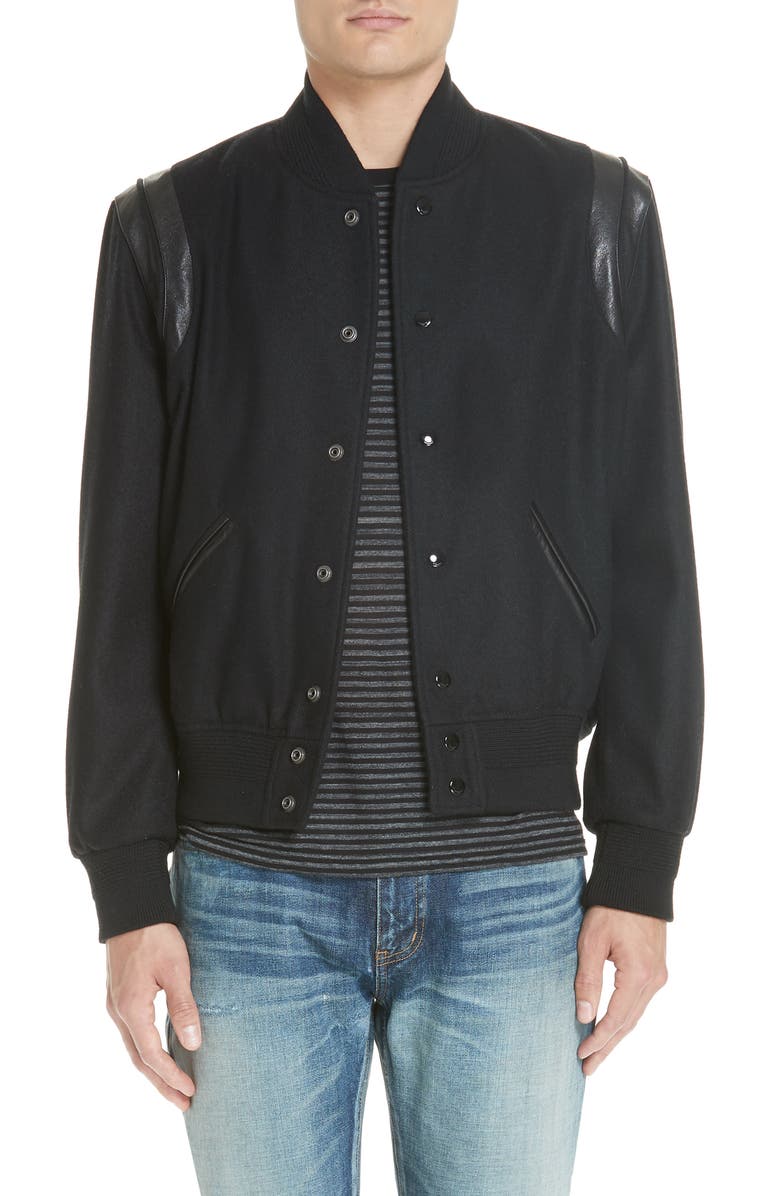 Saint Laurent Teddy Bomber Jacket, Main, color,