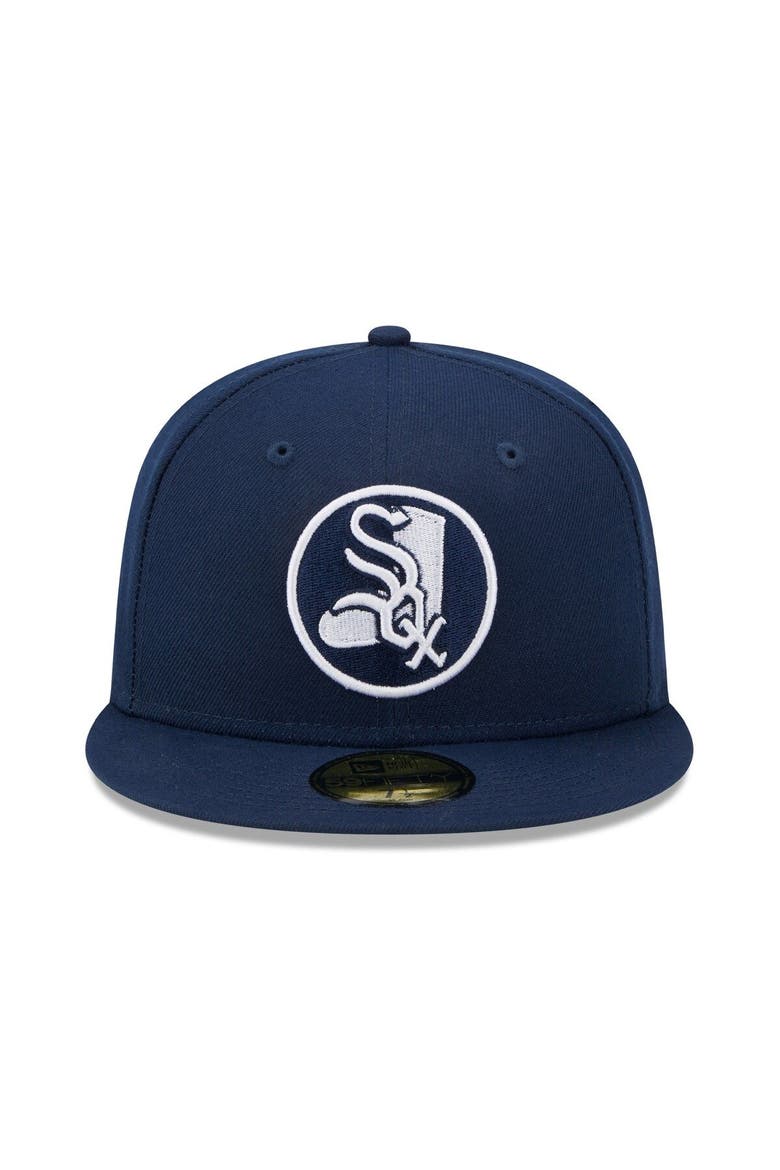 Men's New Era Navy Chicago White Sox Cooperstown Collection Oceanside Green Undervisor 59FIFTY Fitted Hat, Alternate, color, Navy