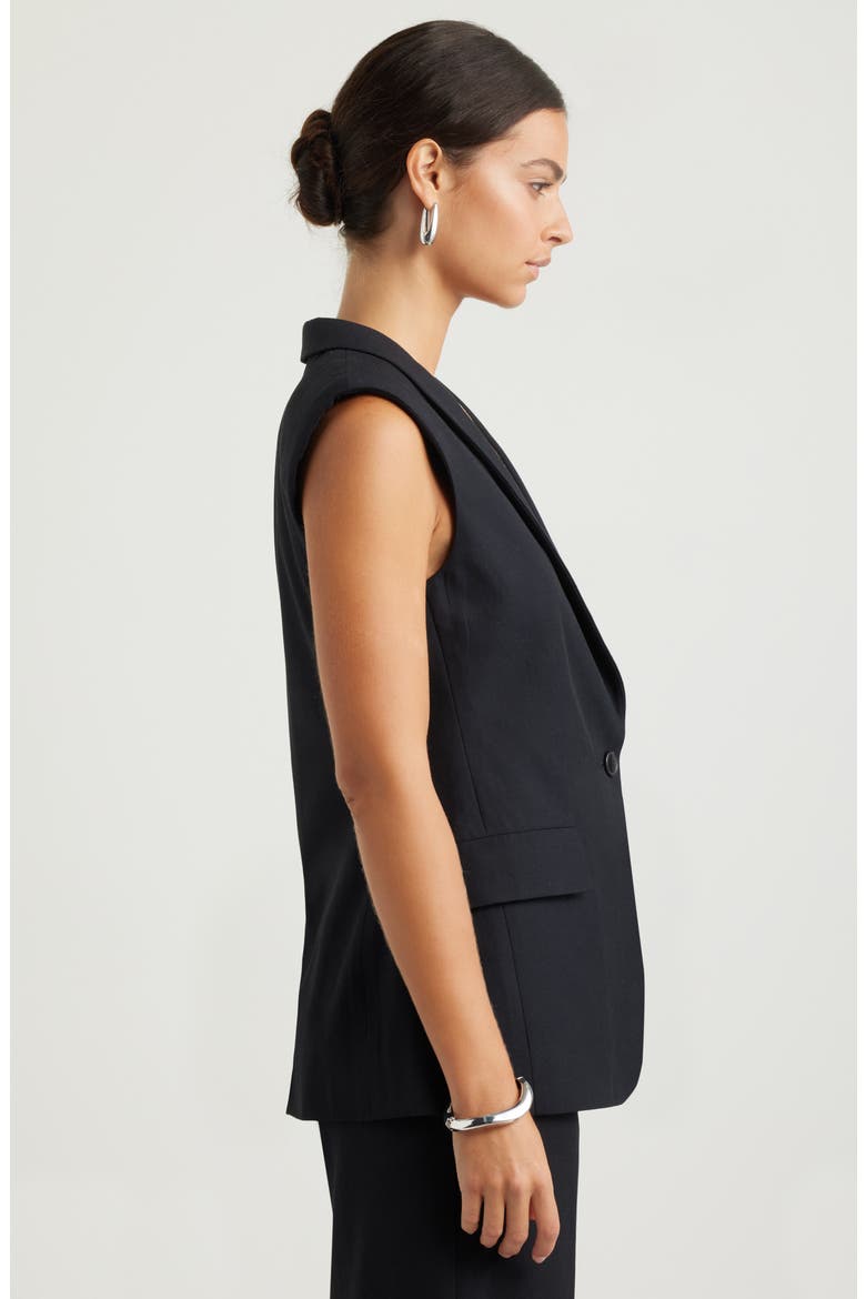 Shawl Lapel Blazer Vest, Alternate, color, BLACK