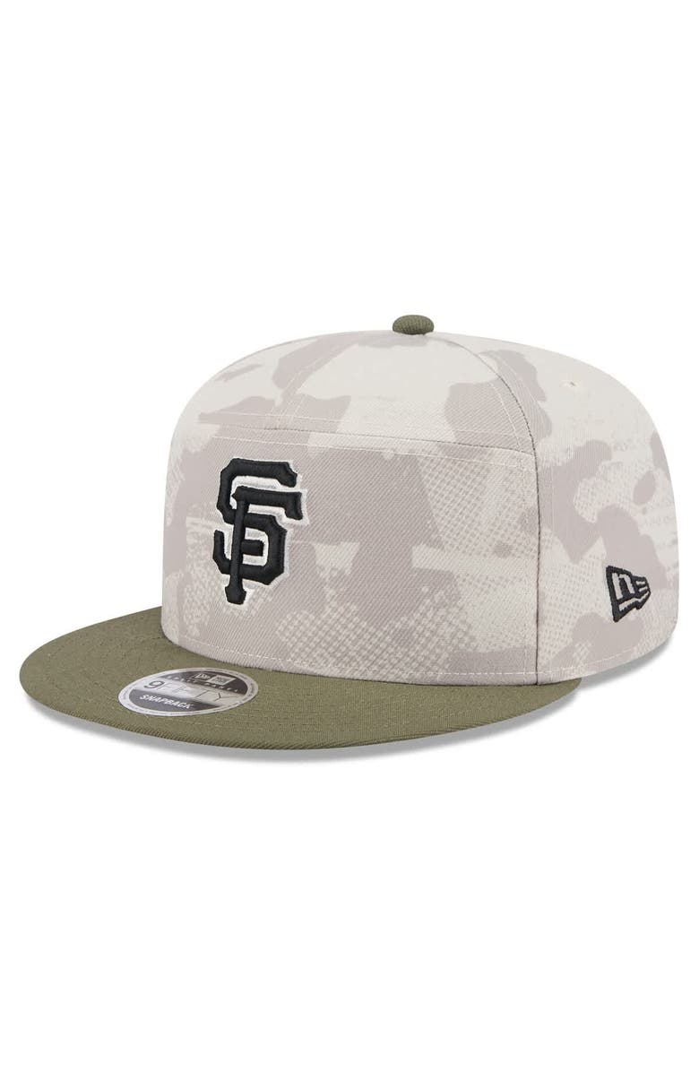 New Era Men's New Era Light Beige/Olive San Francisco Giants 2025 Armed Forces Day Split Panel 9FIFTY Snapback Hat, Alternate, color, 