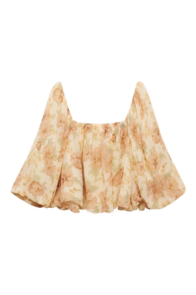 Open Back Puff Sleeve Chiffon Top, Alternate, color, ECRU