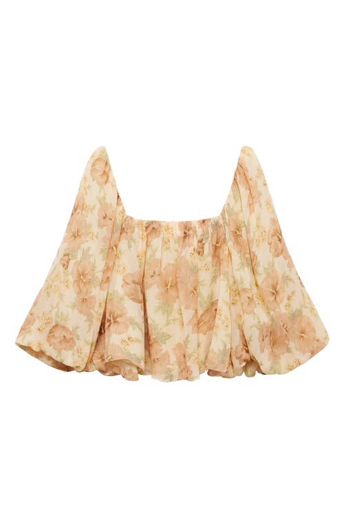MANGO MANGO OPEN BACK PUFF SLEEVE CHIFFON TOP