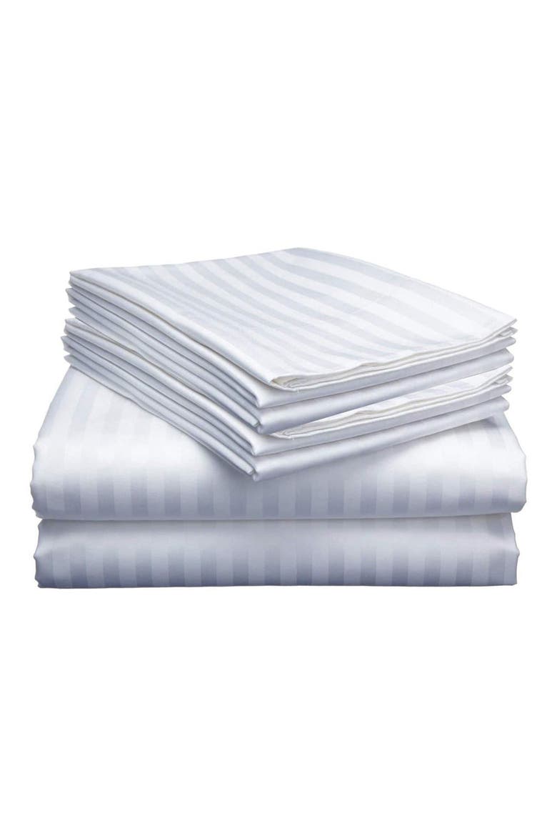 Dobby Stripe Sheet Set, Main, color, WHITE