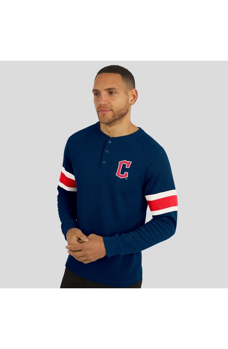 Darius Rucker Collection by Fanatics Men's Darius Rucker Collection by Fanatics Navy Cleveland Guardians Waffle-Knit Raglan Long Sleeve Henley T-Shirt, Alternate, color, Navy