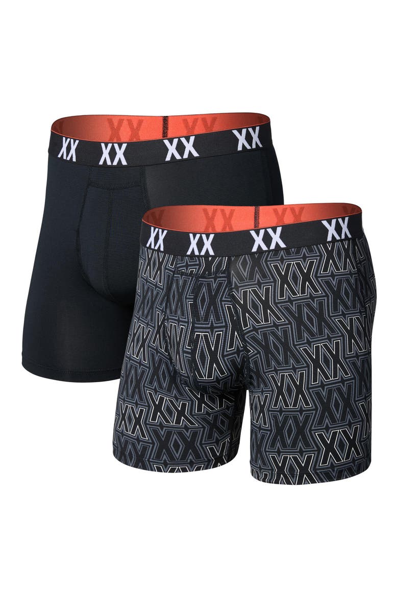 Assorted 2-Pack Multi-Sport Mesh Performance Boxer Briefs, Main, color, XXCELLENCE/ BLACK